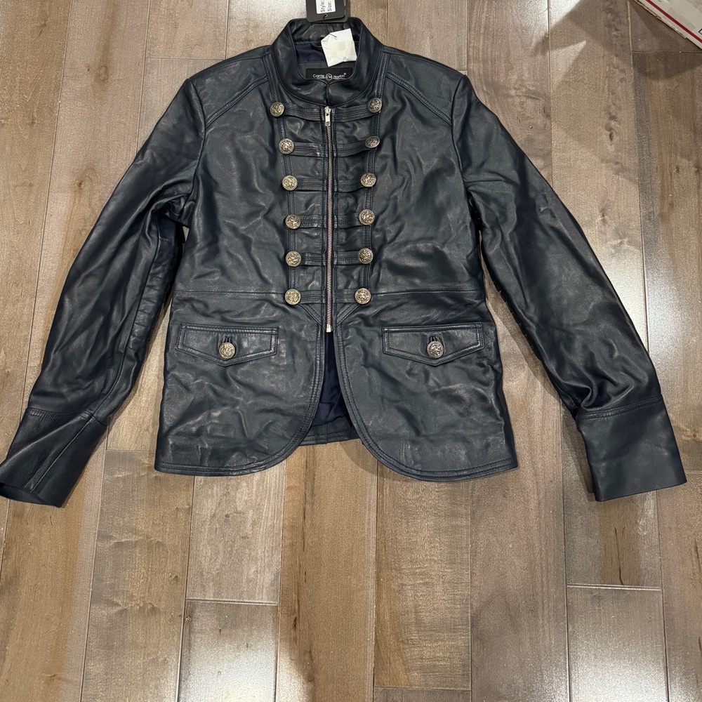 NWT Genuine Leather Carrie Hoxton Military Style Jacket-SIZE 16 UK